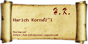 Harich Kornél névjegykártya